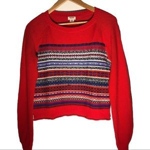 Mossimo Supply Co. Red Fair Isle Crop Sweater